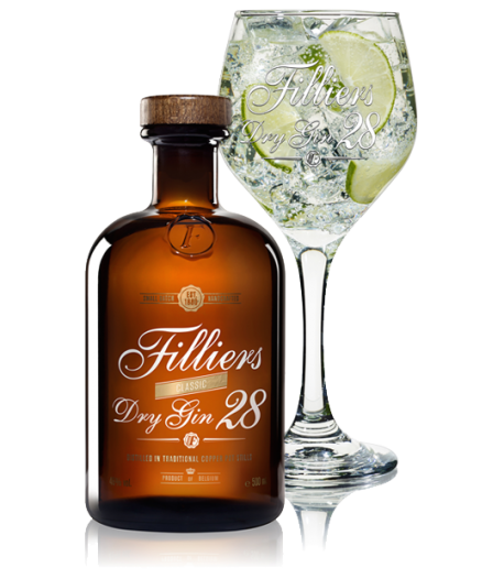 FILLIERS DRY GIN28 50CL/46% + GLAS